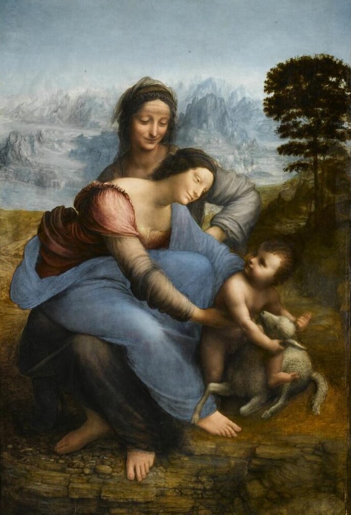 Sainte Anne, la Vierge et l'Enfant Jésus, dite La Sainte Anne, vers 1503-1519. Huile sur bois, 168,4 x 113 cm. Paris, musée du Louvre.