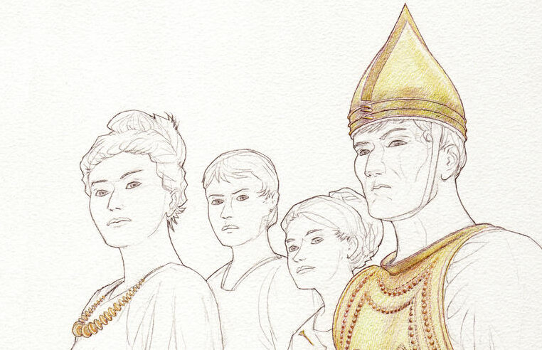 Évocation des élites du bronze final,vers 1300‑1200 avant notre ère dans le sud-est du Bassin parisien (détail).