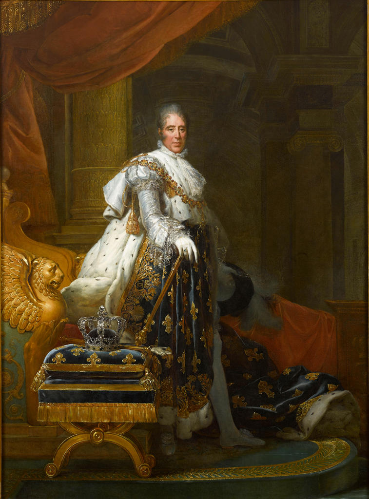 François Gérard (1770-1837), Charles X dans le grand habillement du sacre, 1824. Huile sur toile, 276 x 202 cm. Versailles, musée national des châteaux de Versailles et de Trianon.