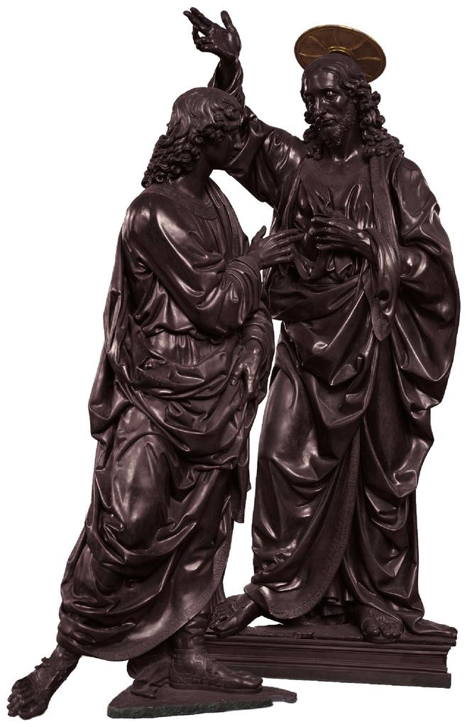 Andrea del Verrocchio (vers 1435-1488), Le Christ et saint Thomas ou L’Incrédulité de saint Thomas, 1467-1483. Bronze aux inscriptions dorées, H. 230 cm. Florence, Chiesa et museo di Orsanmichele.