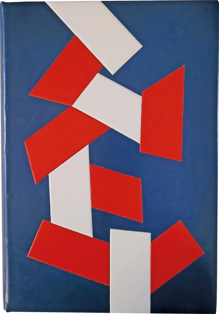Paul Morand, East India and Company, Arlea, 1987. Plein box bleu nuit, doublé bord à bord, décor de pièces de box rouge vif et blanc, 2020.