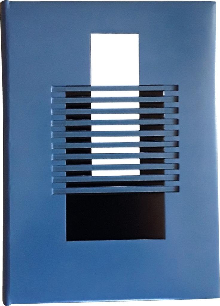 Blaise Cendrars, Séquences, éditions des Hommes nouveaux, 1913. Plein box bleu clair, doublé bord à bord, décor en creux inscrit dans deux pièces de box blanc et noir, chants des creux en box, 2019.