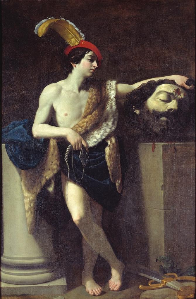 Guido Reni (1575-1642), David tenant la tête de Goliath, 1604-1606. Huile sur toile, 237 x 137 cm. Paris, musée du Louvre.