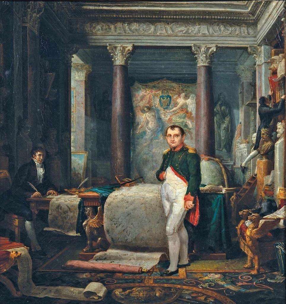 Étienne-Barthélemy Garnier, L’Empereur dans son cabinet, 1808. Huile sur toile, 34,2 x 32,5 cm. Rome, musée Mario Praz.