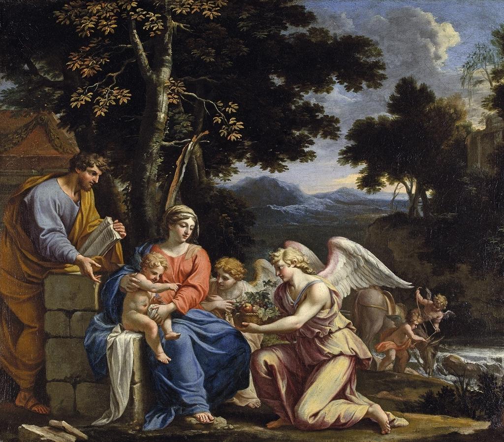 Charles Poërson (1609-1667), Le Repos pendant la fuite en Égypte, esquisse pour le carton d’une pièce de la tenture de la Vie de la Vierge, vers 1652. Huile sur toile, 53,5 x 63 cm. Paris, musée Carnavalet.