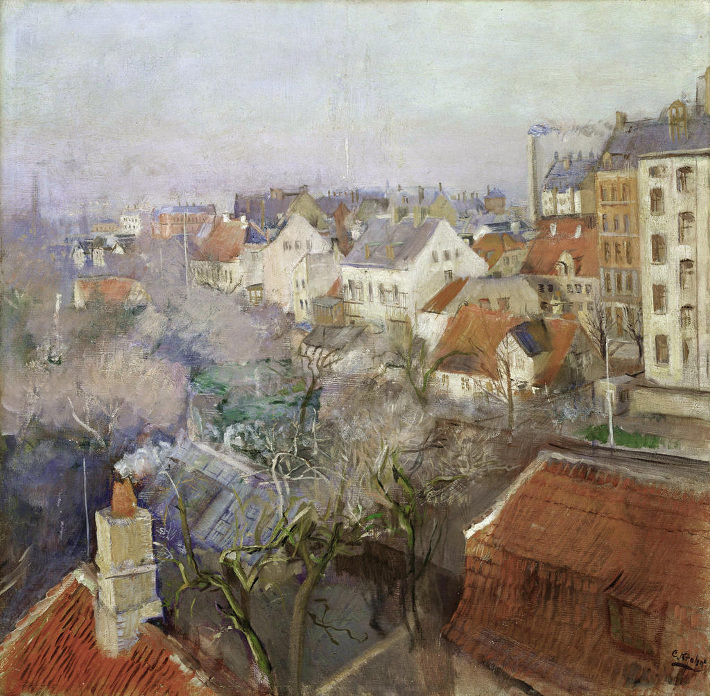 Christian Krohg, Vue de Frederiksberg, Copenhague [Fra Frederiksberg, København], 1890. Huile sur toile, 56 x 56,5 cm. Oslo, Nasjonalmuseet.