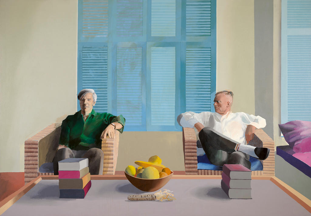 David Hockney (né en 1937),Christopher Isherwood and Don Bachardy, 1968. Acrylique sur toile, 212,1 x 303,5 cm. Collection particulière.