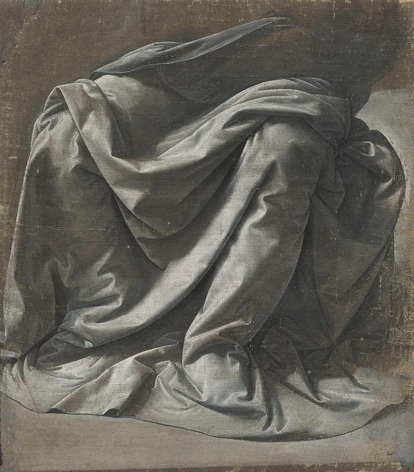 La Draperie Saint-Morys, figure assise, vers 1475-1482. Détrempe sur toile de lin, 19,6 x 15,3 cm. Paris, musée du Louvre.