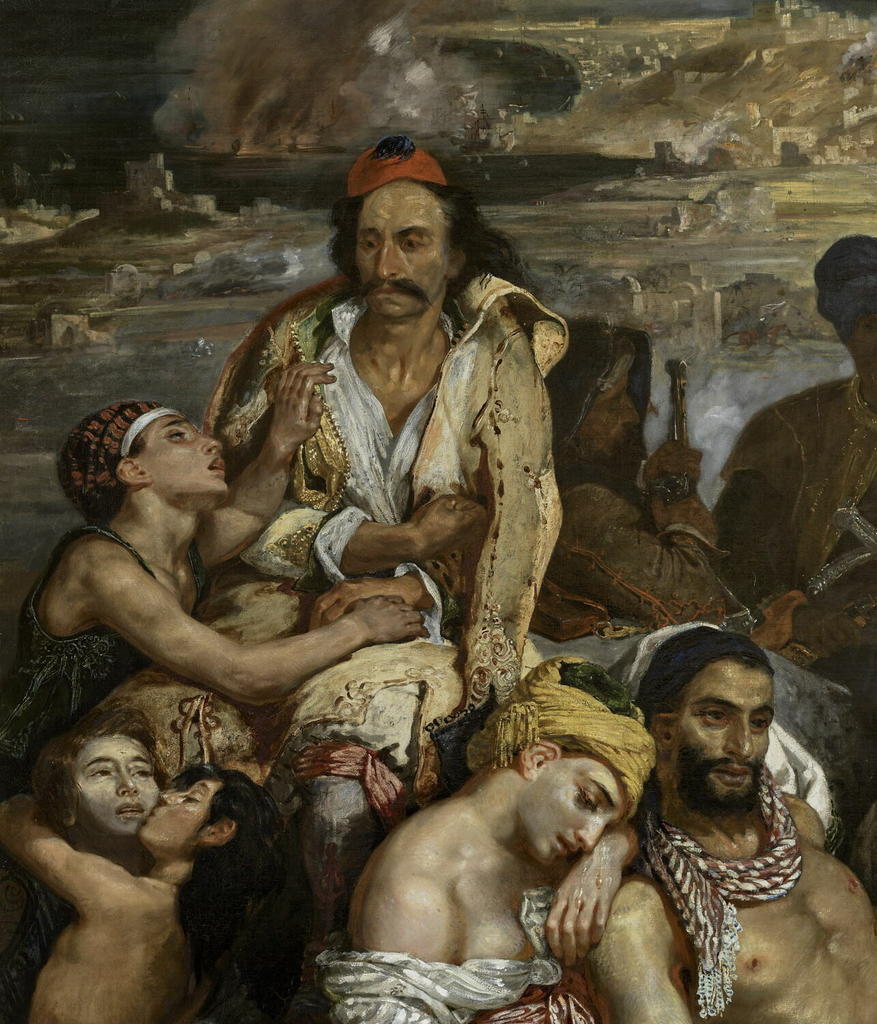 Dans cette scène pleine de pathos, le peintre traduit magistralement l’opposition qui existe entre le visage du petit moribond et celui du jeune garçon qui l’embrasse une dernière fois.