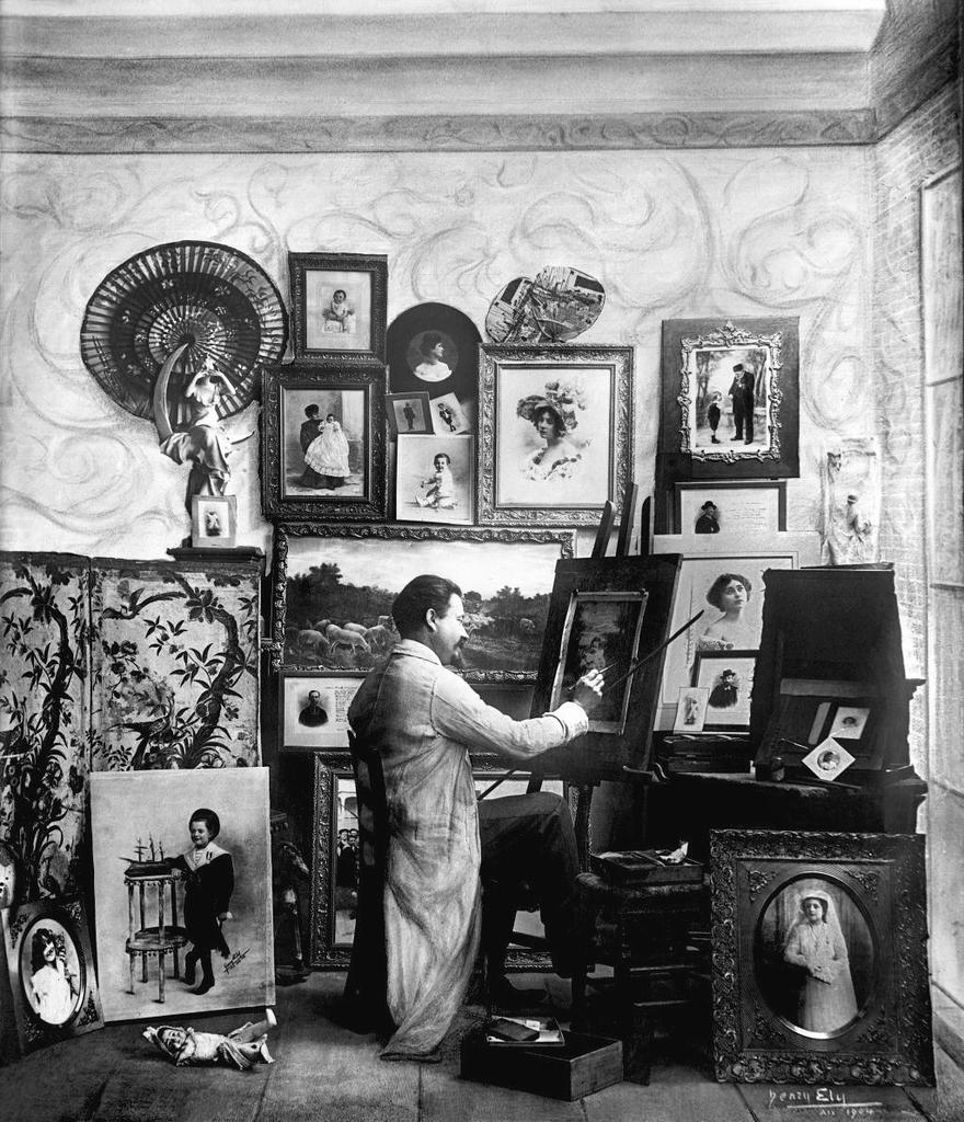 Henry Ely (1861-1921), Autoportrait dans son atelier en 1904.