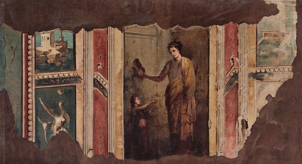 Fortuné Layraud, Décor peint de la Domus Tiberiana, vers 1864-1865. Huile sur toile, 116,5 × 19,65 cm. Saint‑Germain‑en‑Laye, musée d’Archéologie nationale.