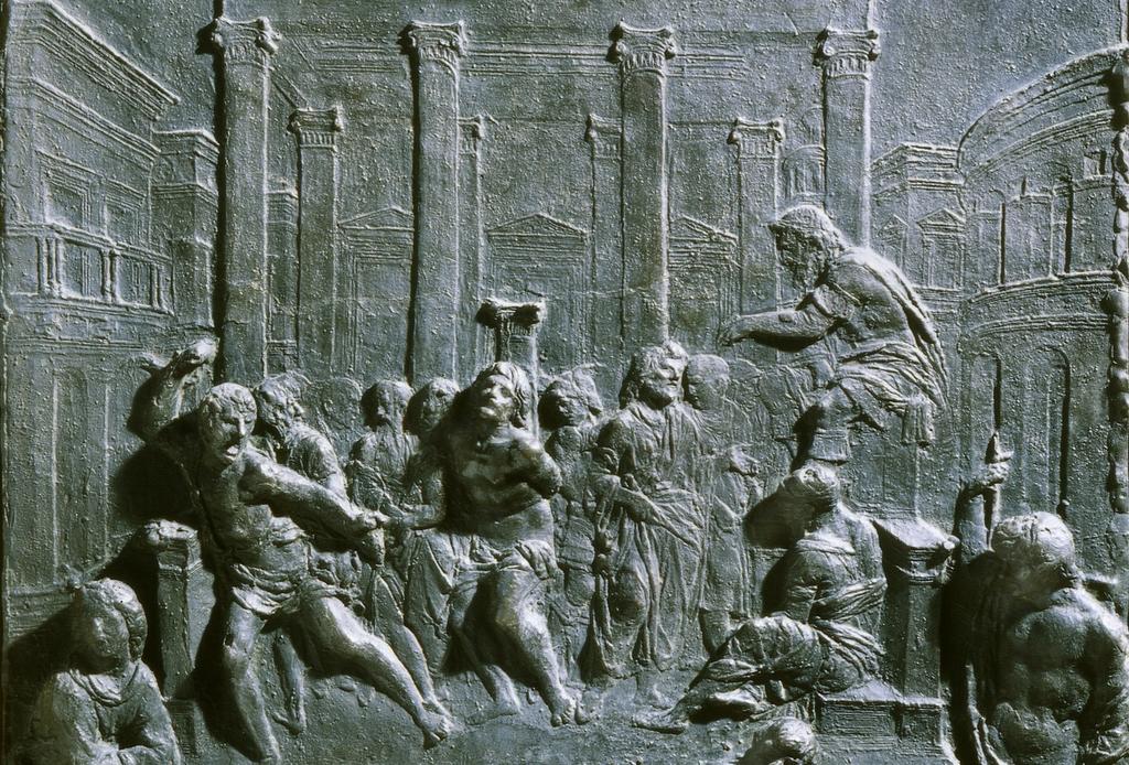 Francesco di Giorgio Martini, La Flagellation du Christ (détail), vers 1480-1485. Bronze, 55,5 x 40,5 x 4 cm. Pérouse, galerie nationale de l’Ombrie.
