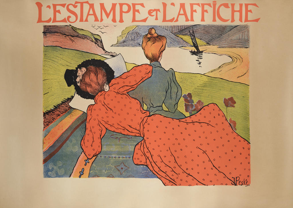 Jean Misceslas Peské (1870-1949), L’Estampe et l’Affiche, 1898, lithographie, 89 x 124 cm, Impr. Gérin, Dijon, Paris (archives Galerie Documents).