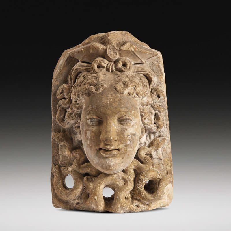 Jean de Bologne, dit Giambologna (1529-1608), Tête de Méduse, vers 1573. Marbre blanc. 