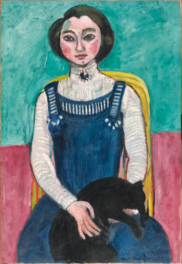 Henri Matisse, Marguerite au chat noir, Issy-les-Moulineaux, début 1910. Huile sur toile, 94 x 64 cm. Paris, Centre Pompidou – musée national d’Art moderne / Centre de création industrielle.