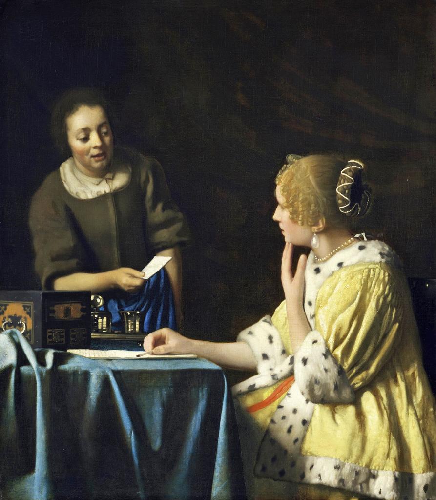 Johannes Vermeer (1632-1675), La Maîtresse et sa servante, vers 1664-1667. Huile sur toile, 90,2 x 78,7 cm. 