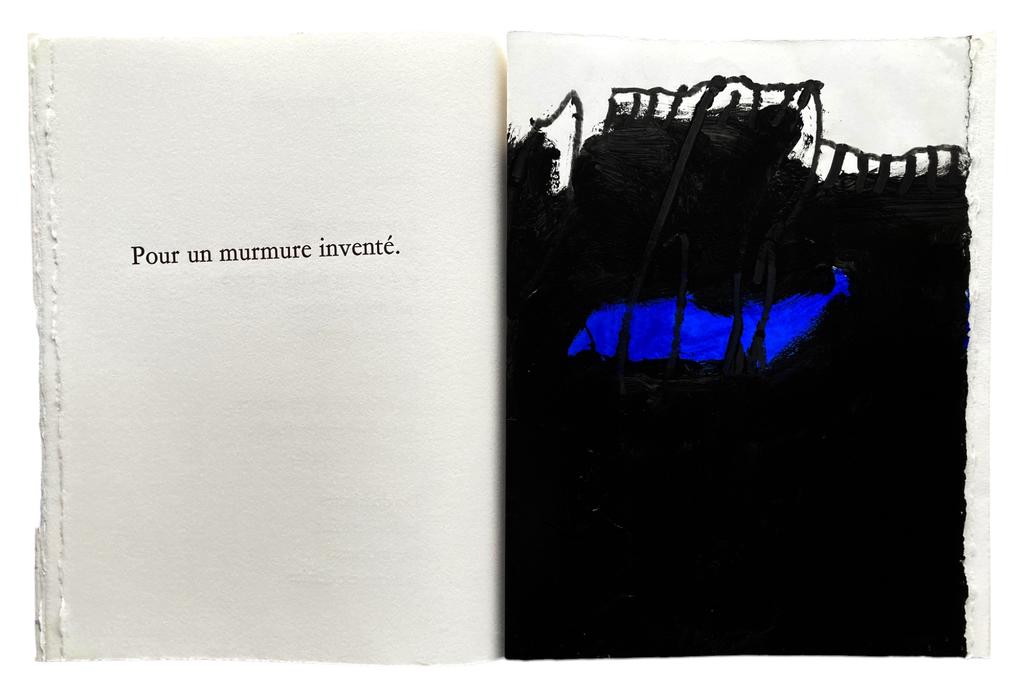 Murmurations, double page intérieure, texte en français. 