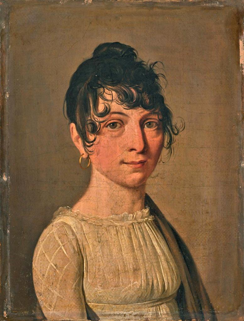 Louis-Léopold Boilly (1761-1845), Portrait d’une jeune femme en robe blanche. Huile sur toile, 21,8 x 16,8 cm. Estimé : 1 000/2 000 €. Adjugé : 11 970 € (frais inclus).