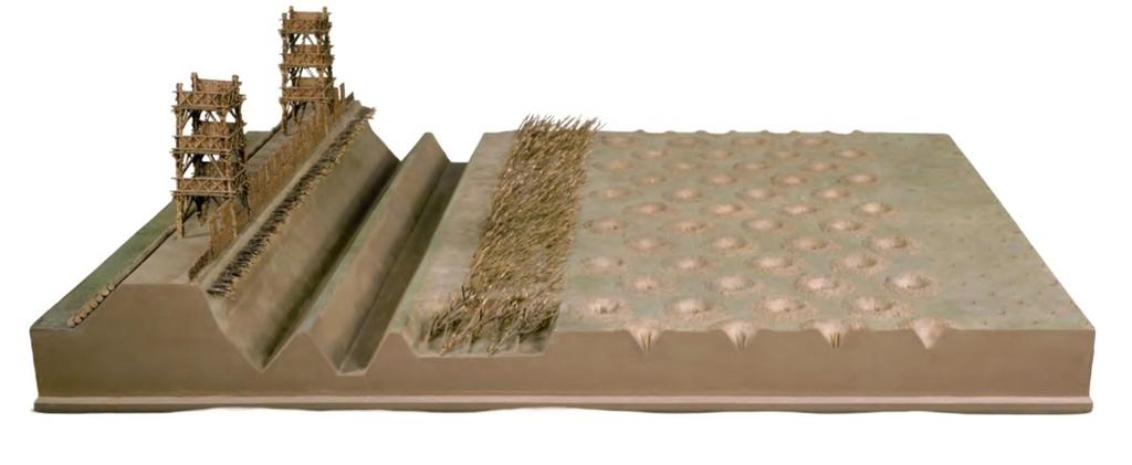 Maquette des travaux de César devant Alésia, réalisée par le générale Auguste Verchère de Reffye pour Napoléon III. Saint‑Germain‑en‑Laye, musée d’Archéologie nationale.