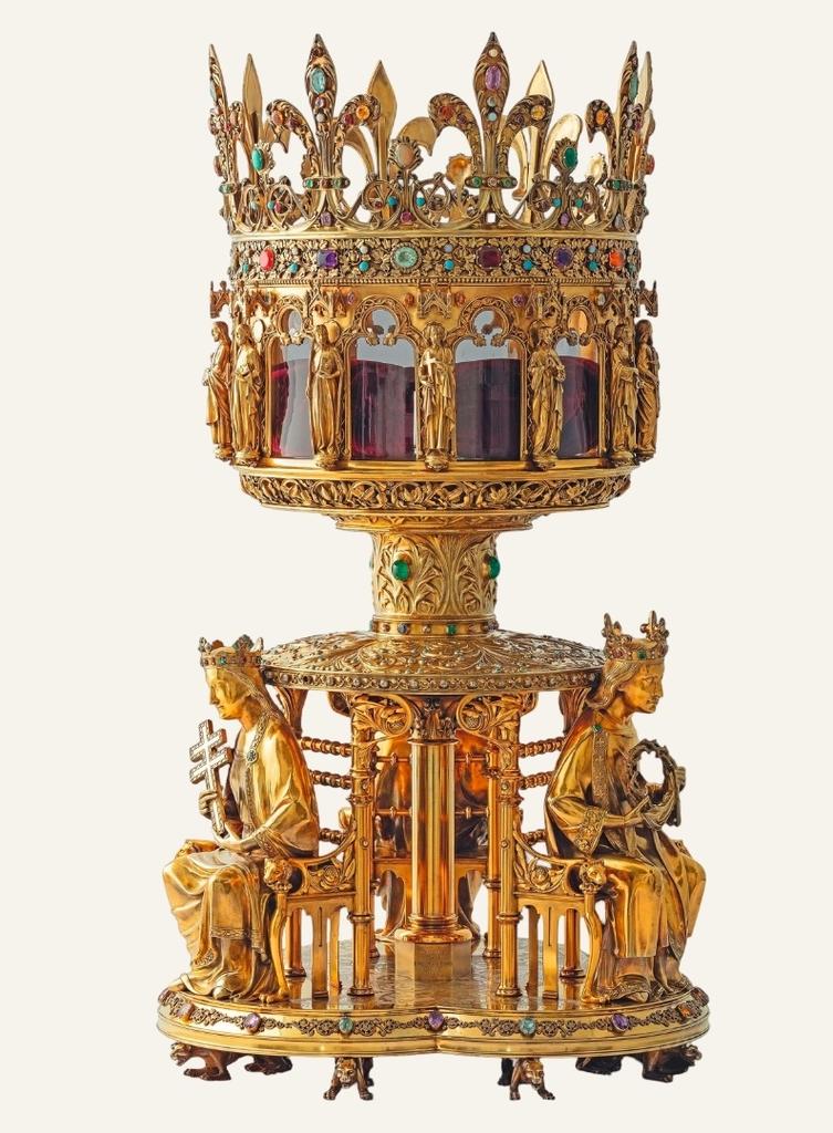 Placide Poussielgue-Rusand (1824-1889), d’après Eugène Emmanuel Viollet-le-Duc (1814-1879), reliquaire de la Couronne d’épines, Paris, 1862. Argent doré, diamants, émeraudes, saphirs, pierres fines, améthystes, citrines, grenats, malachites, turquoises, 88 x 49 cm. Paris, Trésor de Notre-Dame.