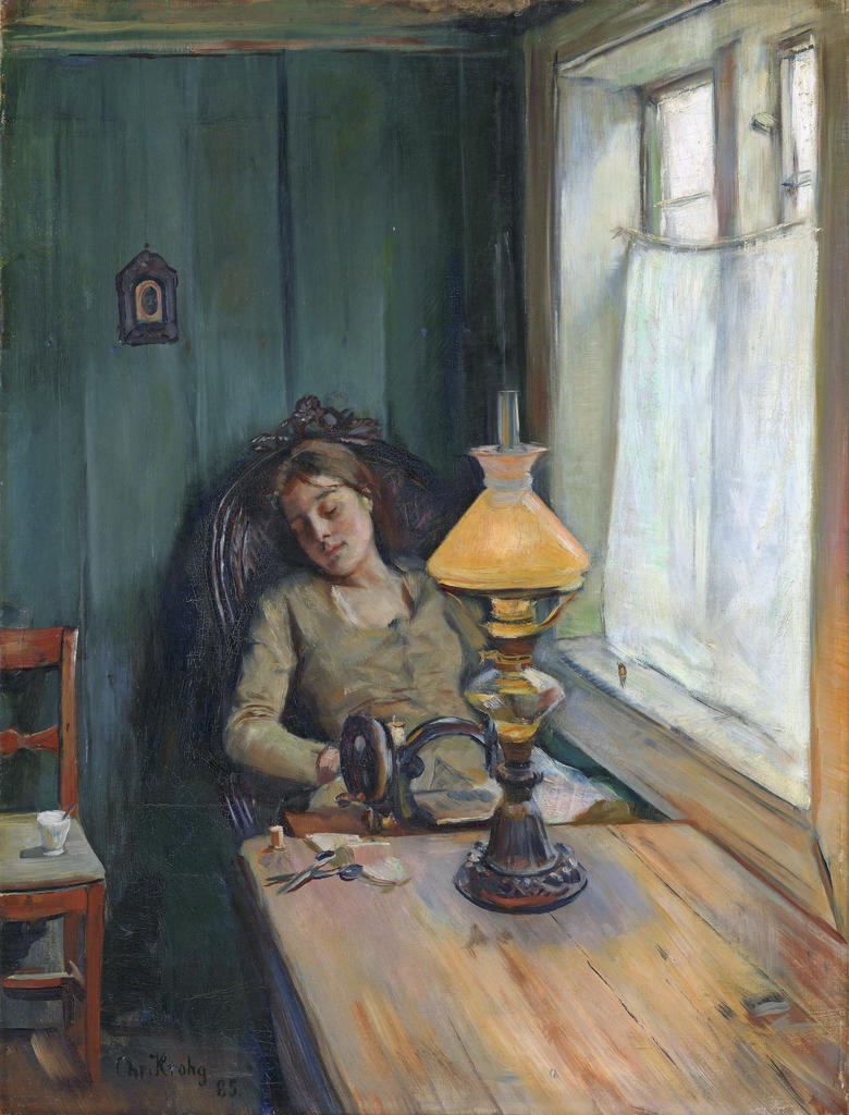 Christian Krohg, Fatiguée [Trett], 1885. Huile sur toile, 80,2 x 61,5 cm. Oslo, Nasjonalmuseet. 