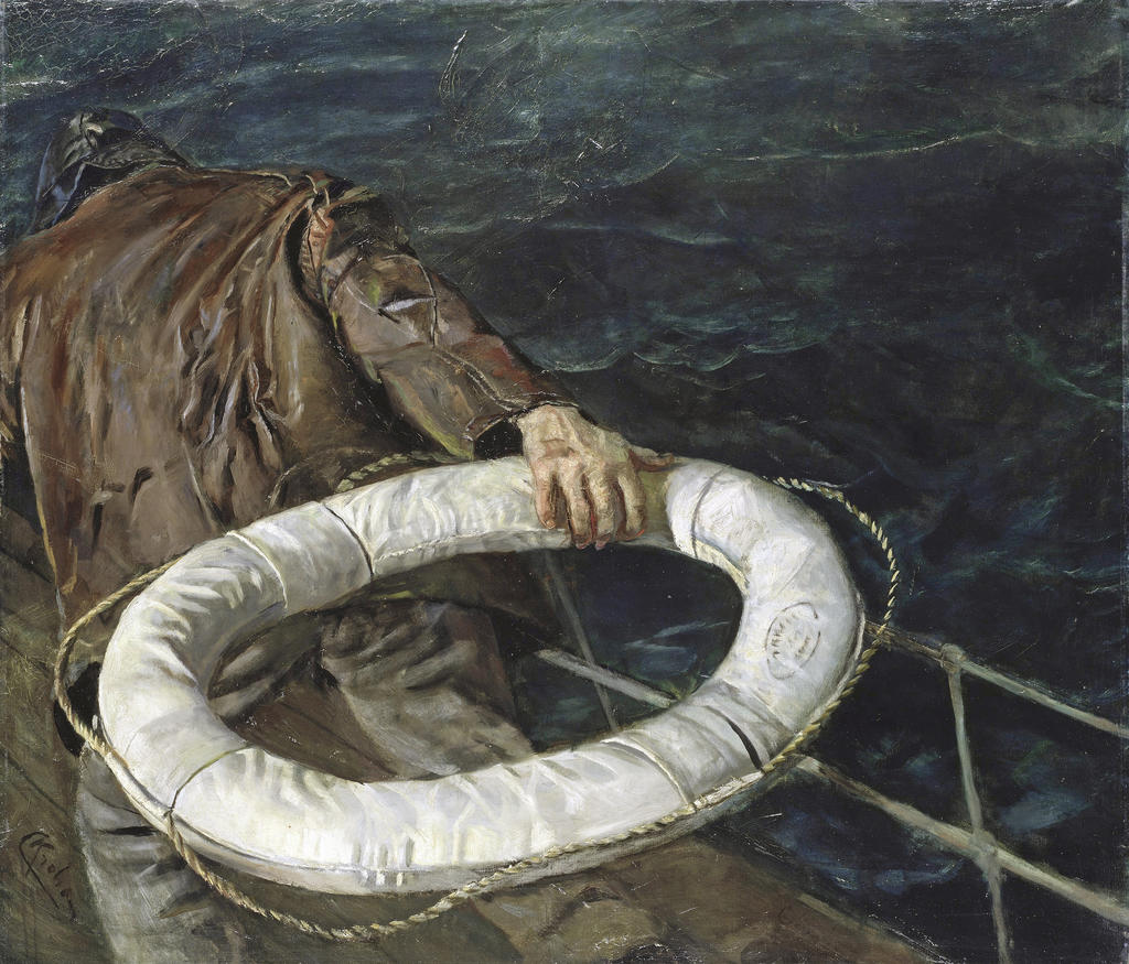 Christian Krohg, Un homme à la mer ! [Mann over bord!], 1906. Huile sur toile, 120 x 140 cm. Stockholm, Nationalmuseum. 