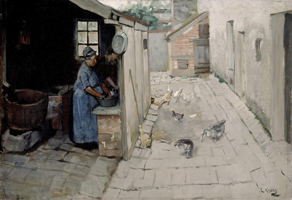 Christian Krohg, Intérieur de ferme [Gårdsinteriør]. Huile sur toile, 48 x 70 cm. Oslo, Nasjonalmuseet. 