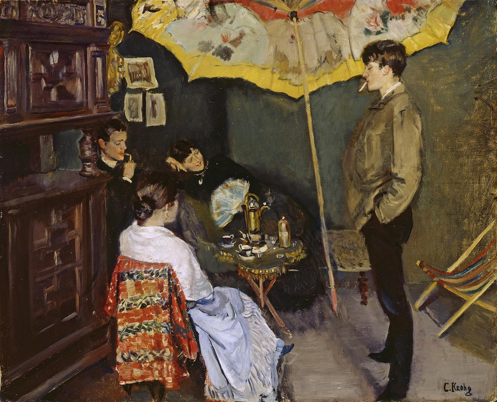 Christian Krohg, Les Bohémiens (Dans mon atelier) [Bohemene (Fra mitt atelier)], 1885. Huile sur toile, 56 x 67 cm. Lillehammer, Lillehammer Kunstmuseum. 