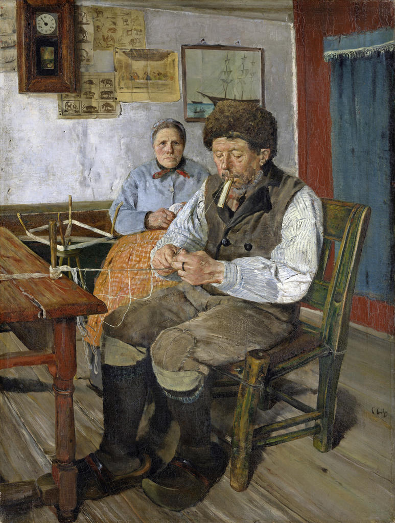 Christian Krohg, La Réparation du filet I [Garnbinderen I], 1879. Huile sur toile, 94 x 81 cm. New York, The Metropolitan Museum of Art. 