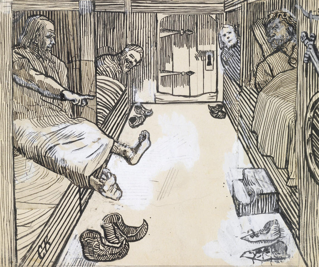 Christian Krohg, illustration pour La Saga de saint Óláf [Olav den helliges saga] dans Snorri Sturluson, Histoire des rois de Norvège [Kongesagaer], Kristiania, 1899, 1895-99. Plume et encre, crayon sur papier, 15,5 x 18,2 cm. Oslo, Nasjonalmuseet.