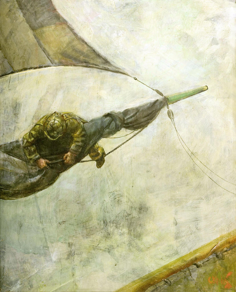 Christian Krohg, Vers le ciel [Til værs]. Huile sur papier collé surtoile, 54 x 45 cm. Oslo, Norsk Maritimt Museum. 