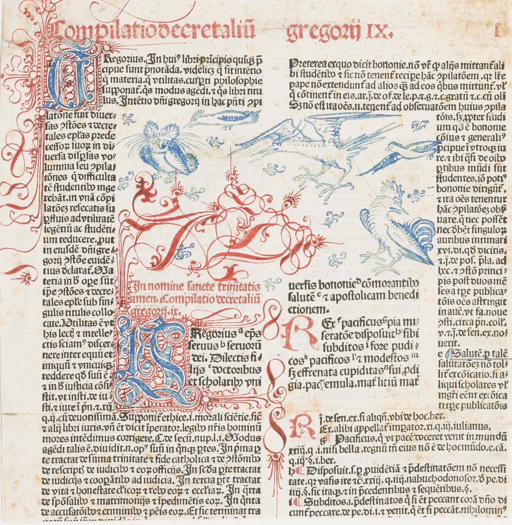 Feuillet imprimé extrait des Décrétales du pape Grégoire IX, édition incunable du dernier quart du XVe siècle, estimé entre 300 et 400 €. Adjugé : 379 € (lot 24). Vente Ader du 5 mars 2025. Experts : Ariane Adeline, Éric Busser, Béatrice Loeb-Larocque.