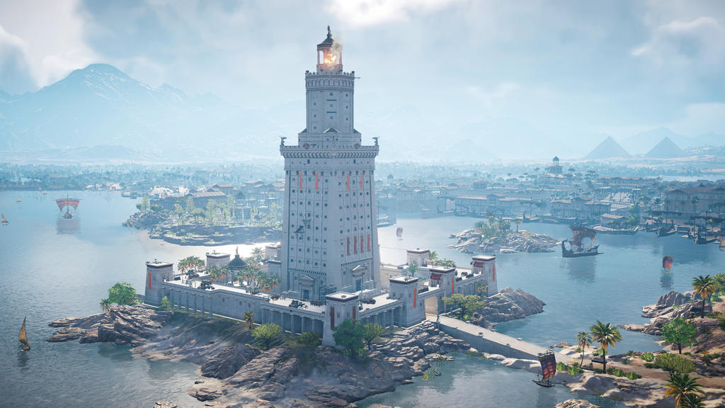 Le phare d’Alexandrie dans le jeu vidéo Assassin’s Creed Origins. Assassin’s Creed TM &.