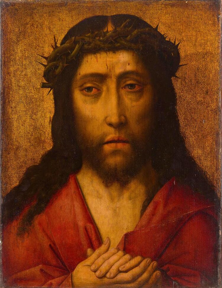 Attribué à Albrecht Bouts (1451-1549), Le Christ de douleur. Huile sur bois avec cachet de collection, 37,4 x 28,5 cm. Vente Paris Drouot, Ader, 18 juin 2025. Expert : Cabinet Turquin. Estimé : 60 000/80 000 €. Adjugé : 403 000 € (frais inclus).