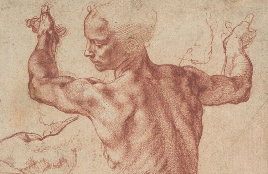 Michel-Ange, Études pour la Sybille libyque (détail), vers 1510-1511. Sanguine, rehauts de craie blanche sur papier crème, 28,9 x 21,4 cm. New York, Metropolitan Museum of Art.