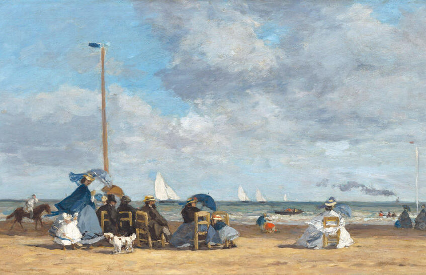 Eugène Boudin, La Plage de Trouville, 1864. Huile sur bois, 27 x 49,1 cm. Washington, National Gallery of Art.