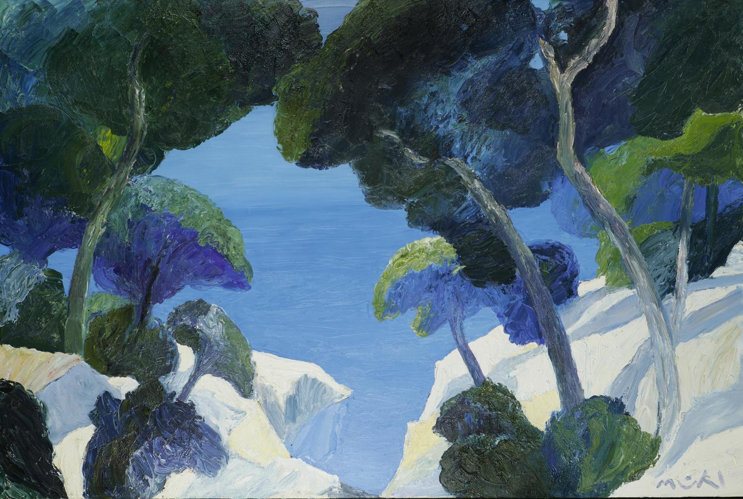 Roger Mühl (1929-2008), Les Calanques. Huile sur toile, 130 x 195 cm. Vente Cannes, Besch, 20 avril 2025. Estimé : 25 000/30 000 € Adjugé : 59 690 € (frais inclus)