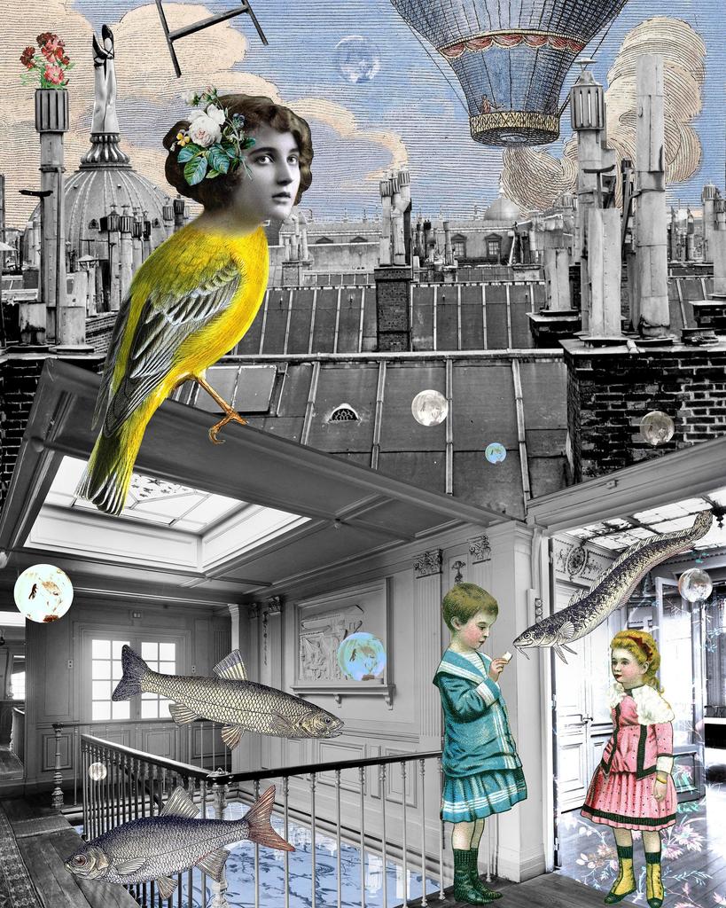 13 bis, Eau et gaz à tous les étages, 2025. Collage numérique, 40 x 50 cm. 