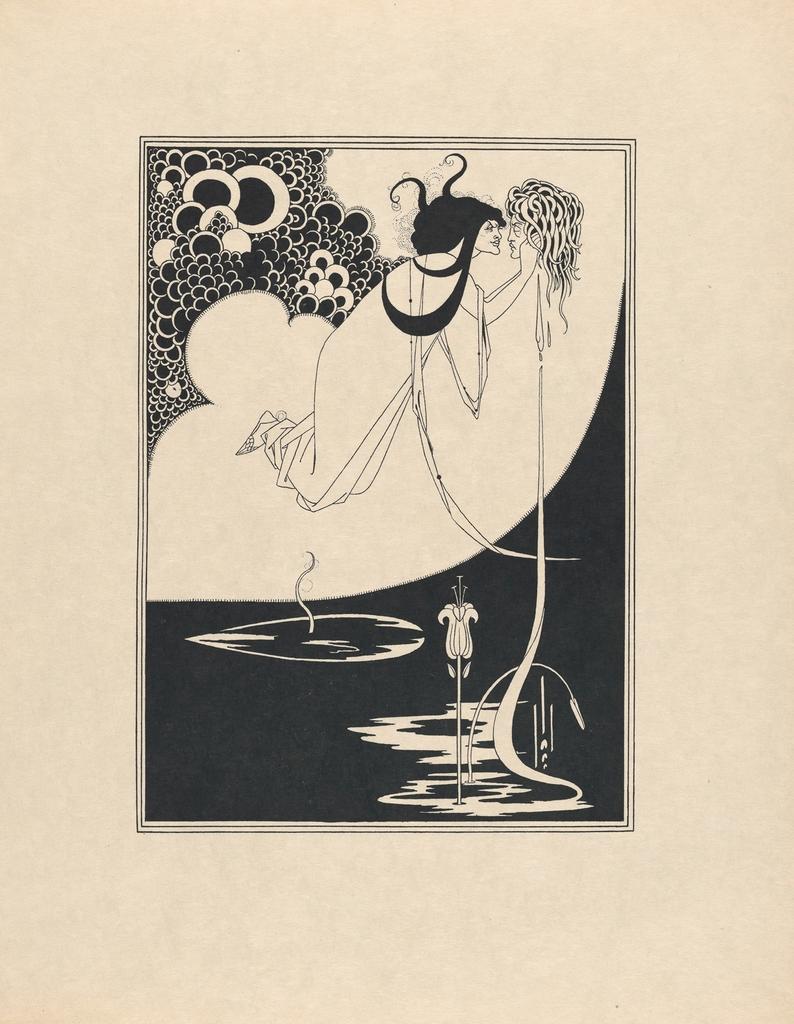 Aubrey Beardsley (1872-1898), The Climax [Le Paroxysme], portfolio de dessins d’Aubrey Beardsley illustrant Salomé d’Oscar Wilde,1907. Gravure au trait sur papier, H. 34,5 ; l. 27,5 cm. Collection particulière.