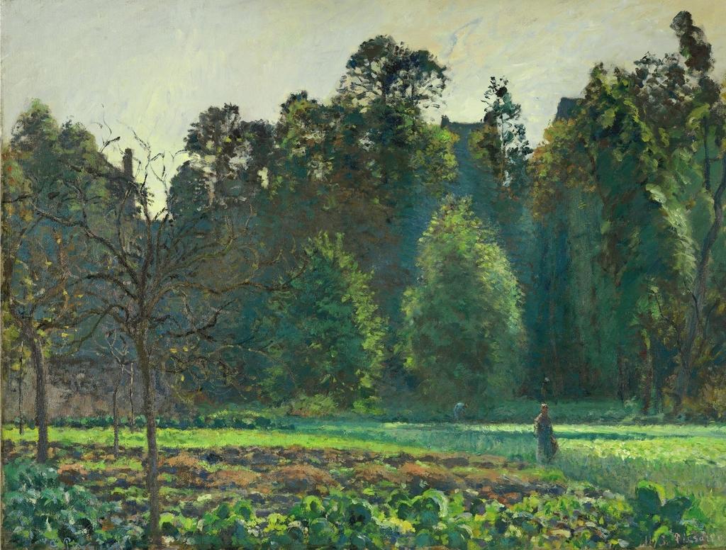 Camille Pissarro, Le Champ de Choux, Pontoise, 1873. Huile sur toile, 60 x 80 cm. Madrid, Museo Thyssen-Bornemisza.