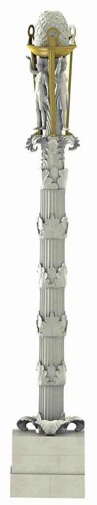 Restitution de la colonne d’acanthe omphalophore, face nord