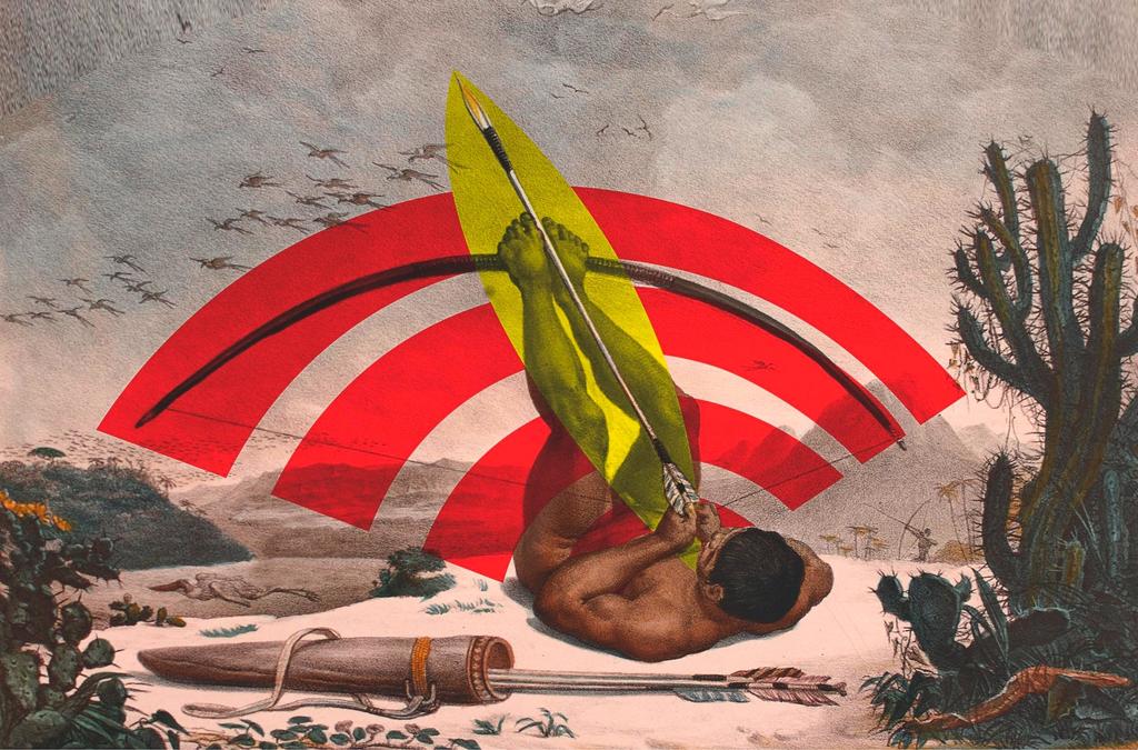 Denilson Baniwa (né en 1984), Arqueiro digital [Archer digital], 2017. Infogravure. 