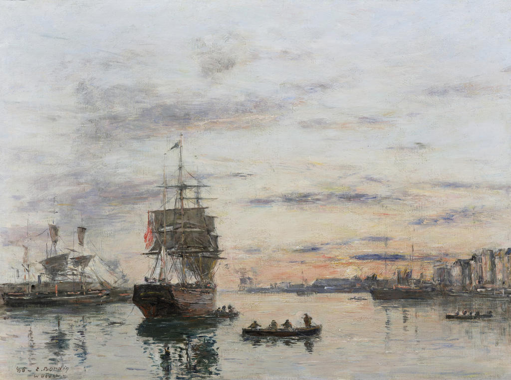 Eugène Boudin, Le Havre, l’avant-port, 1885. Huile sur toile, 41,5 x 55,5 cm. Collection de Yann Guyonvarc’h.
