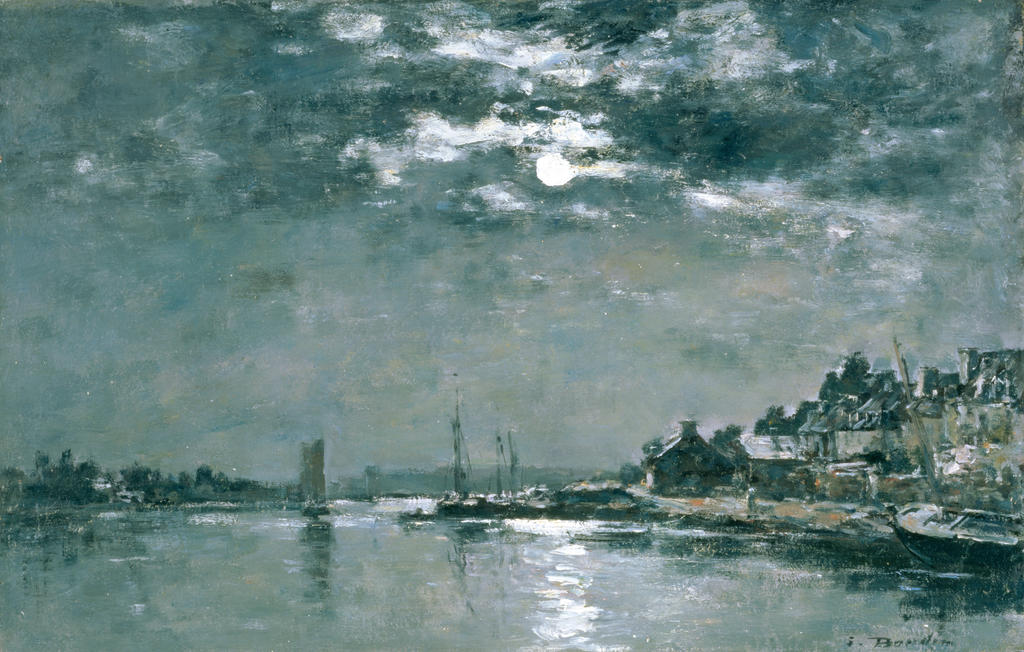 Eugène Boudin, Marine, effet de lune (Le Faou, Bretagne), vers 1867-1870 (?). Huile sur toile, 30,5 x 46,5 cm. Southampton, Southampton City Art Gallery