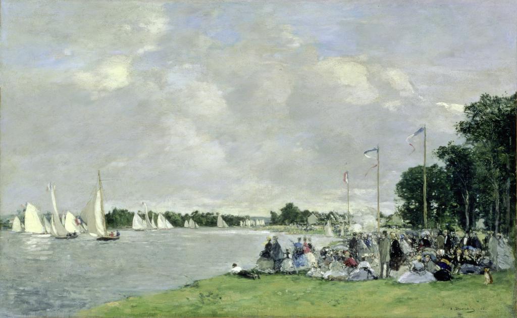 Eugène Boudin, Régate à Argenteuil, 1866. Huile sur toile, 45,5 x 73 cm. Johannesburg, Johannesburg Art Gallery.
