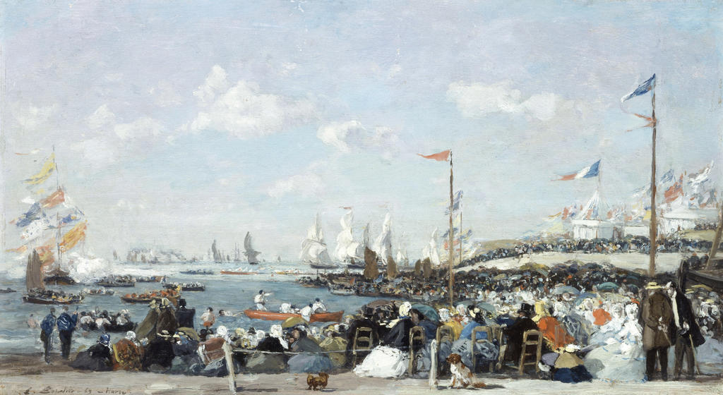 Eugène Boudin, La Régate au Havre, 1869. Huile sur toile, 21,5 × 38 cm. Collection particulière. 