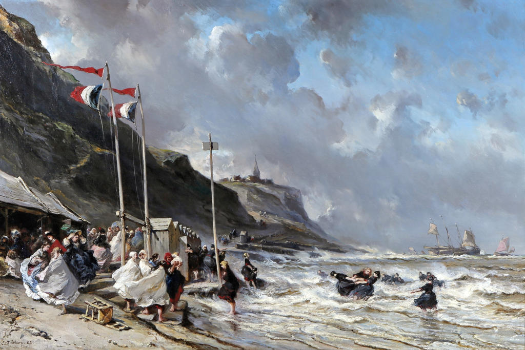 Eugène Isabey, La Plage de Granville, 1863. Huile sur toile, 83 x 124 cm. Laval, musées de Laval, en dépôt au musée d’Art et d’Histoire de Granville.