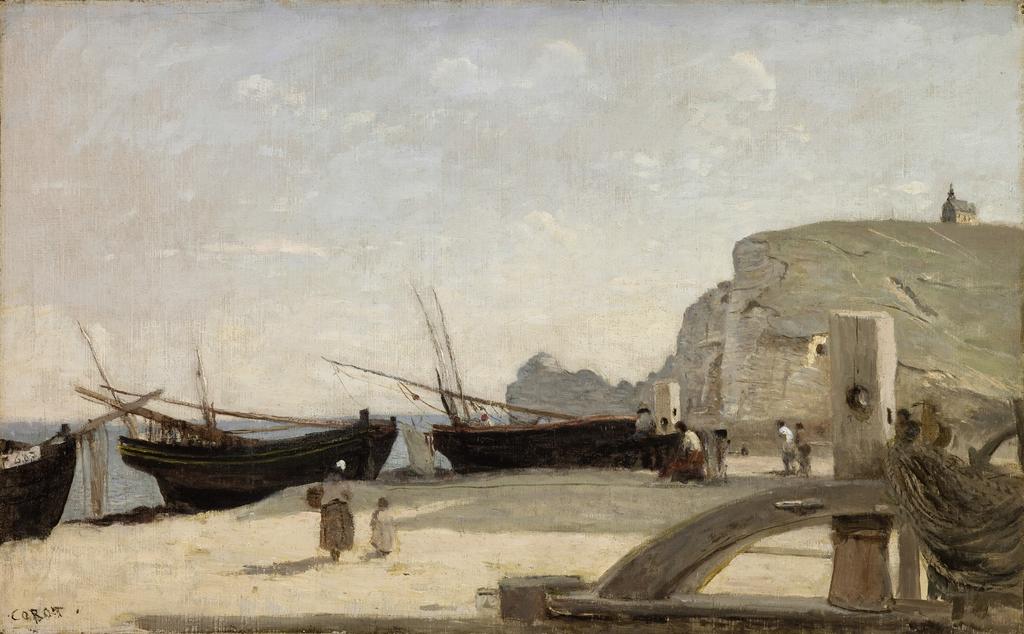 Jean-Baptiste Camille Corot, La Plage, Étretat, 1872. Huile sur toile, 35,6 x 56,4 cm. Saint Louis, Saint Louis Art Museum. 