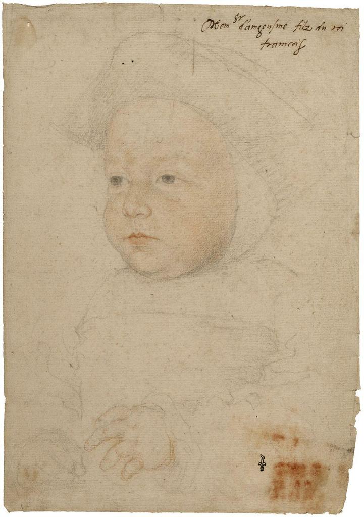 Jean Clouet, Charles de France, duc d'Angoulême (1522-1545), 1524. Pierre noire et sanguine, 27,3 x 19,6 cm. Chantilly, musée Condé.