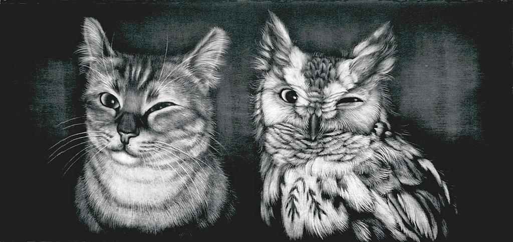 Koji Ikuta (né en 1953), Le Clin d’œil, 1999. Manière noire. Auvers-sur-Oise, musée Daubigny. 